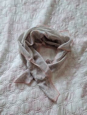 Vintage Pink and Gray Paisley Sheer Scarf - Women's Accessory